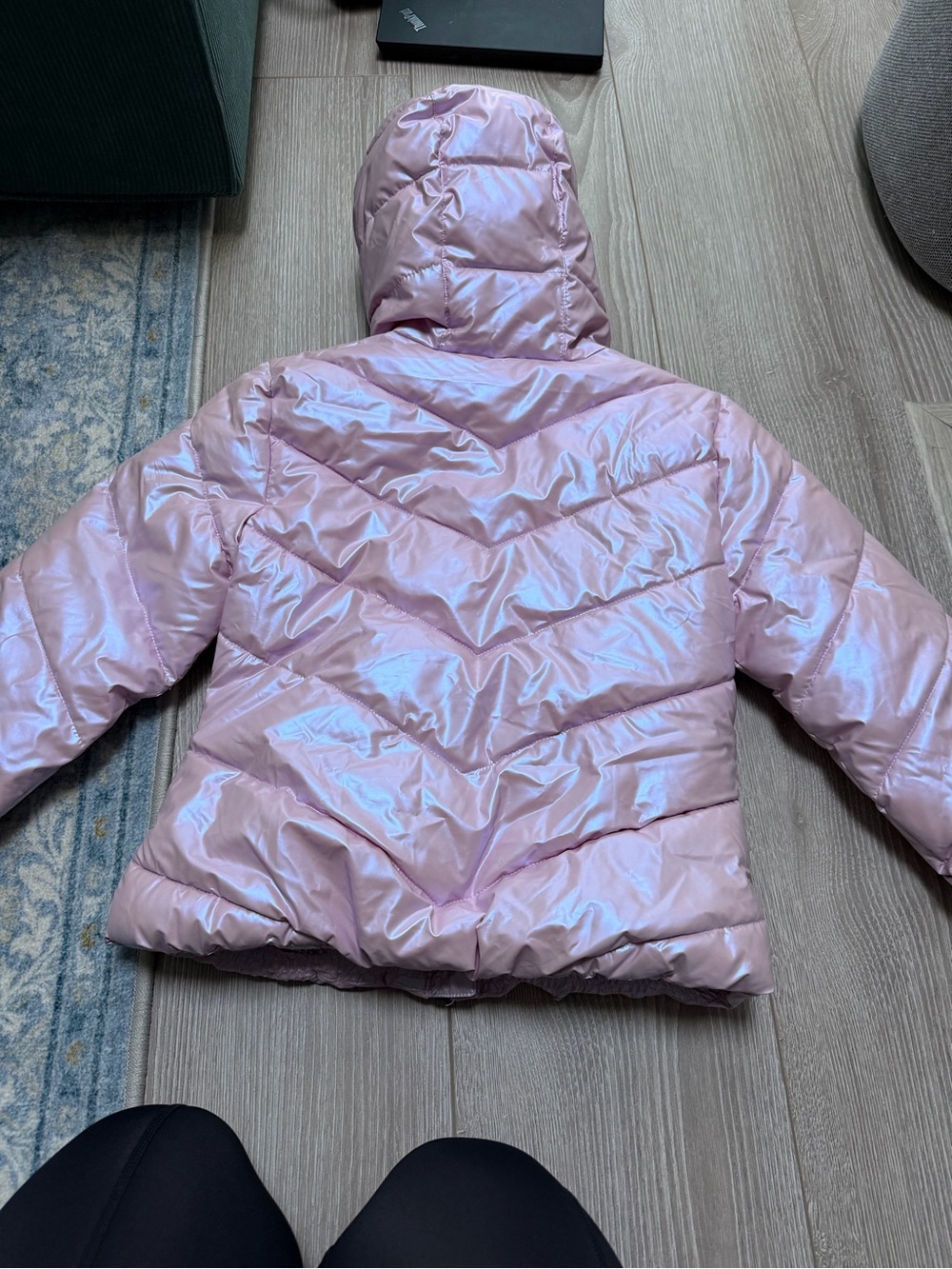 Nike kids girls pink iridescent winter puffer coat black fleece lining - Picture 8 of 8